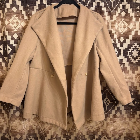 SHEIN Jackets & Blazers - Women’s SHEIN Peacoat, Buttons, Tan, Size 0XL
